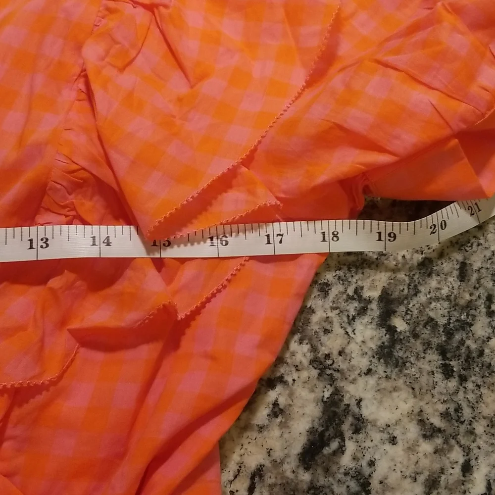 J Crew Gingham Plaid Ruffle Top NWT
